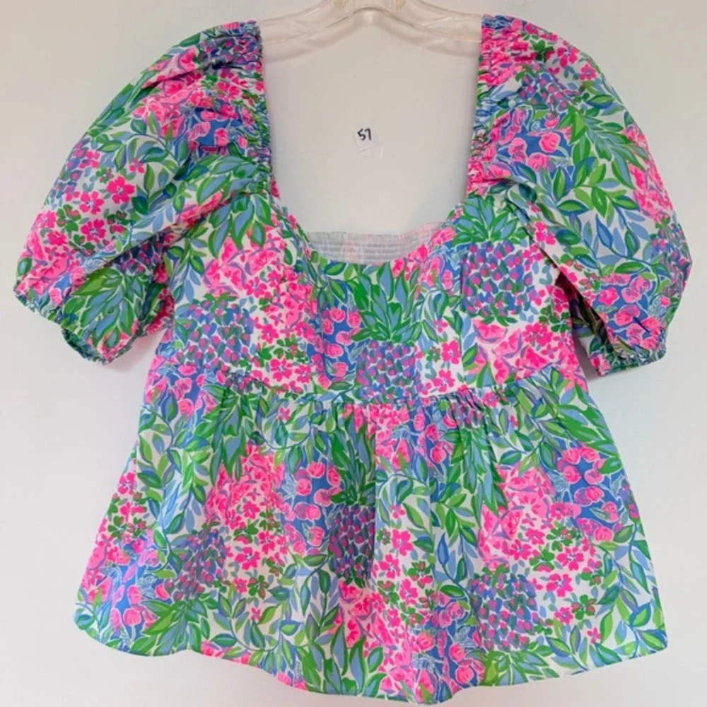 Lilly Pulitzer Kay Short Sleeve Cotton Top A Cherry on Top NWT‎ 14